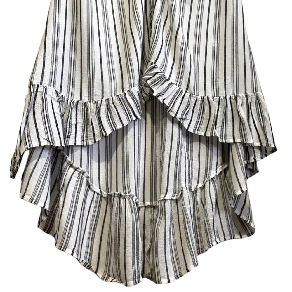 Saltwater Luxe Striped High Low Ruffle Hem Midi Dress Boho Coastal Small - Picture 5 of 9
